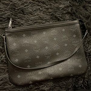 Black Visetos MCM Liz Shopper Tote Monogram Pouch